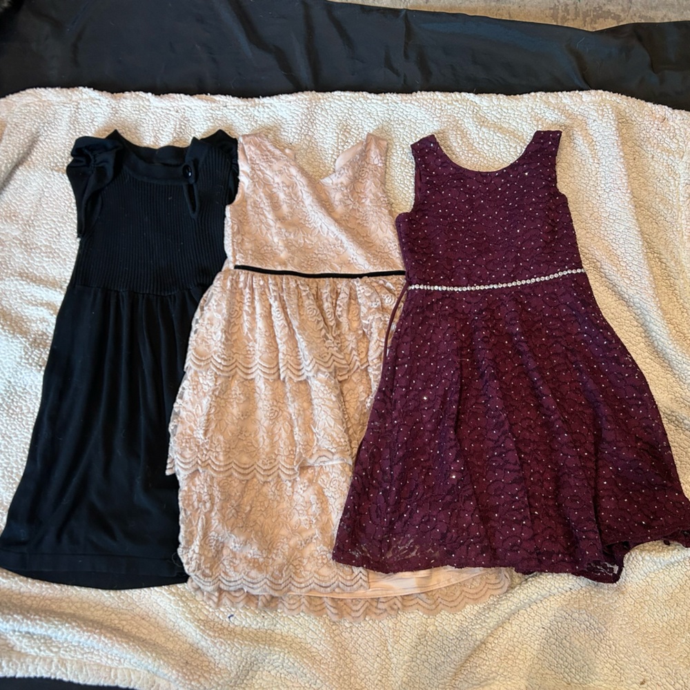 Elegant lot of  dresses size 12 Kids Dresses in Black, pink lace and Purple lace